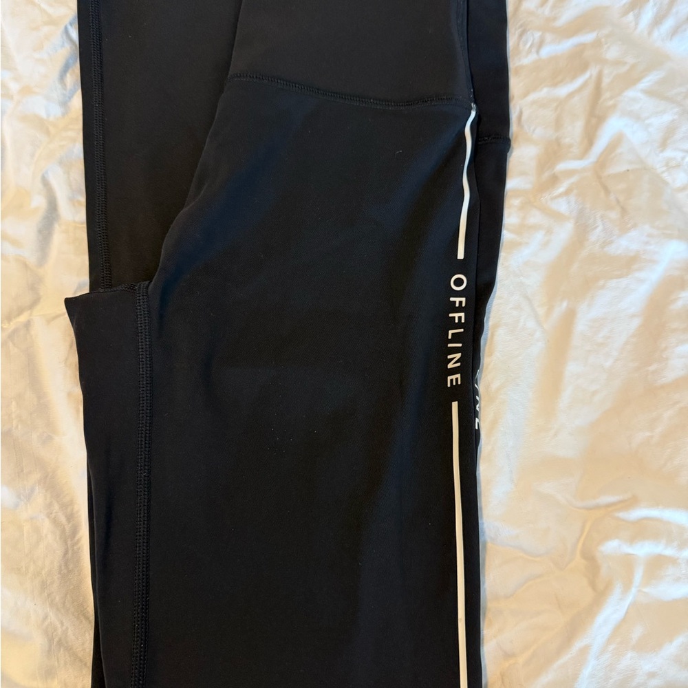 Aerie Black Leggings with White Label